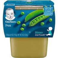 Gerber - Sitter 2nd Foods Pea Baby Meals Tubs - 2ct/4oz