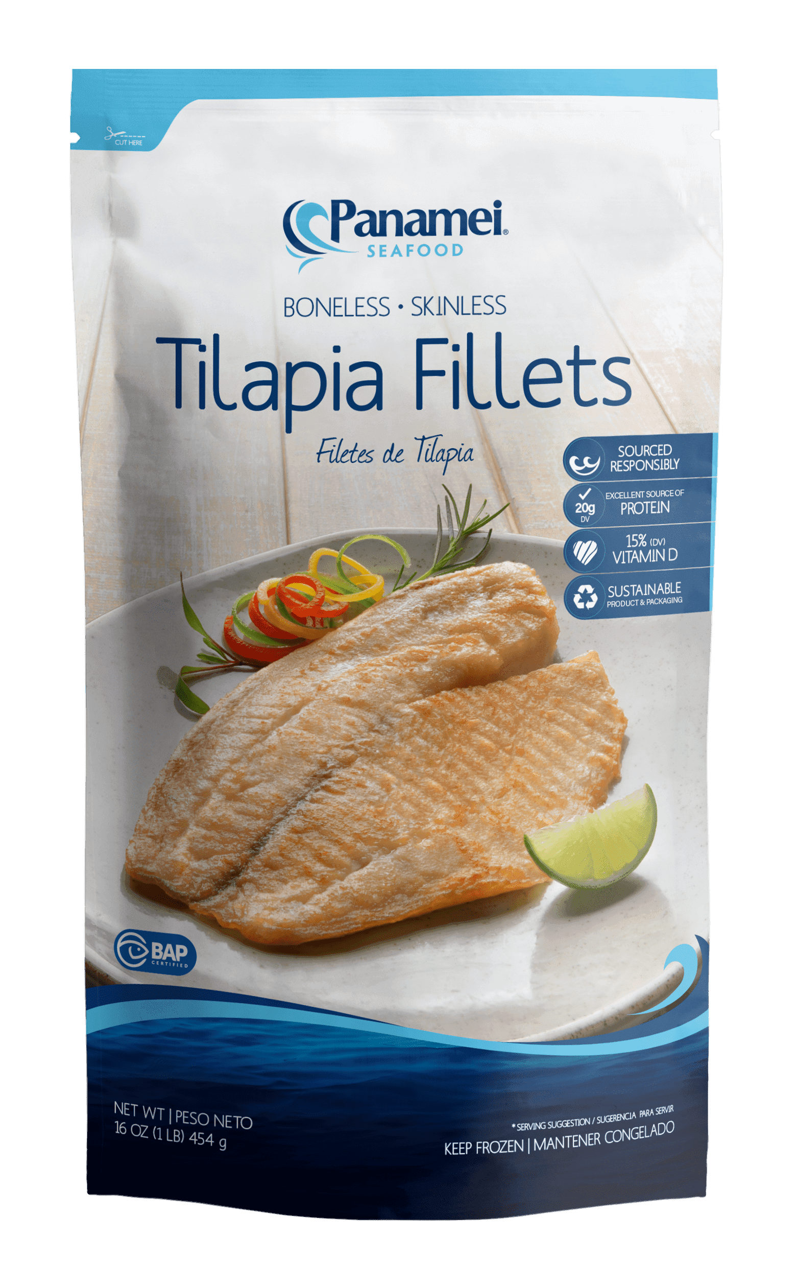 Panamei Seafood - Frozen Skinless Tilapia Fillets 1 Lb