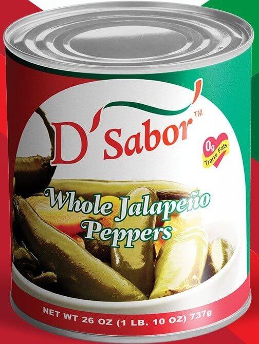 D'Sabor - Whole Jalapeño Peppers 26oz