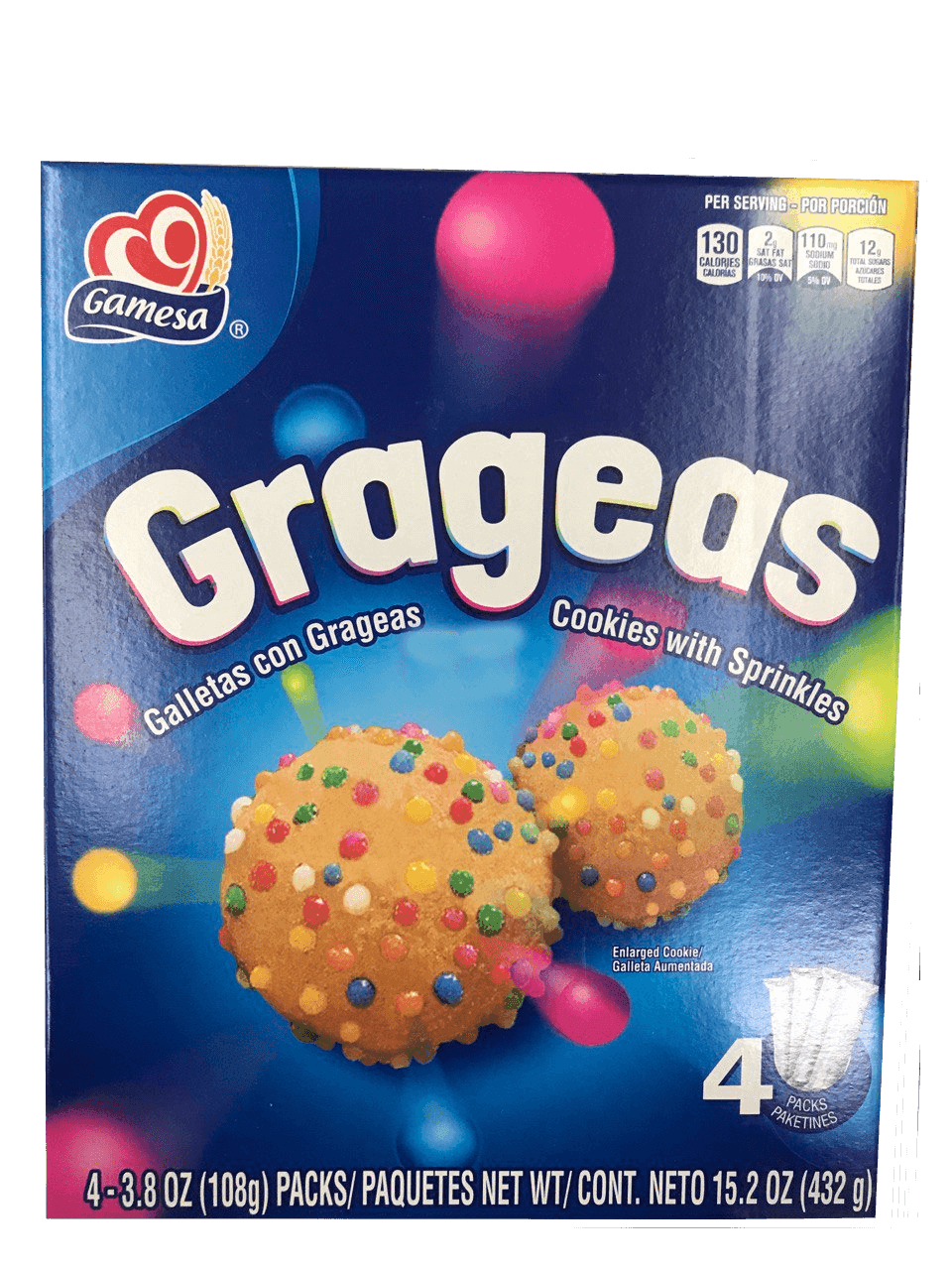 Gamesa - Grageas Cookies with Sprinkles 4ct/3.8oz Packs