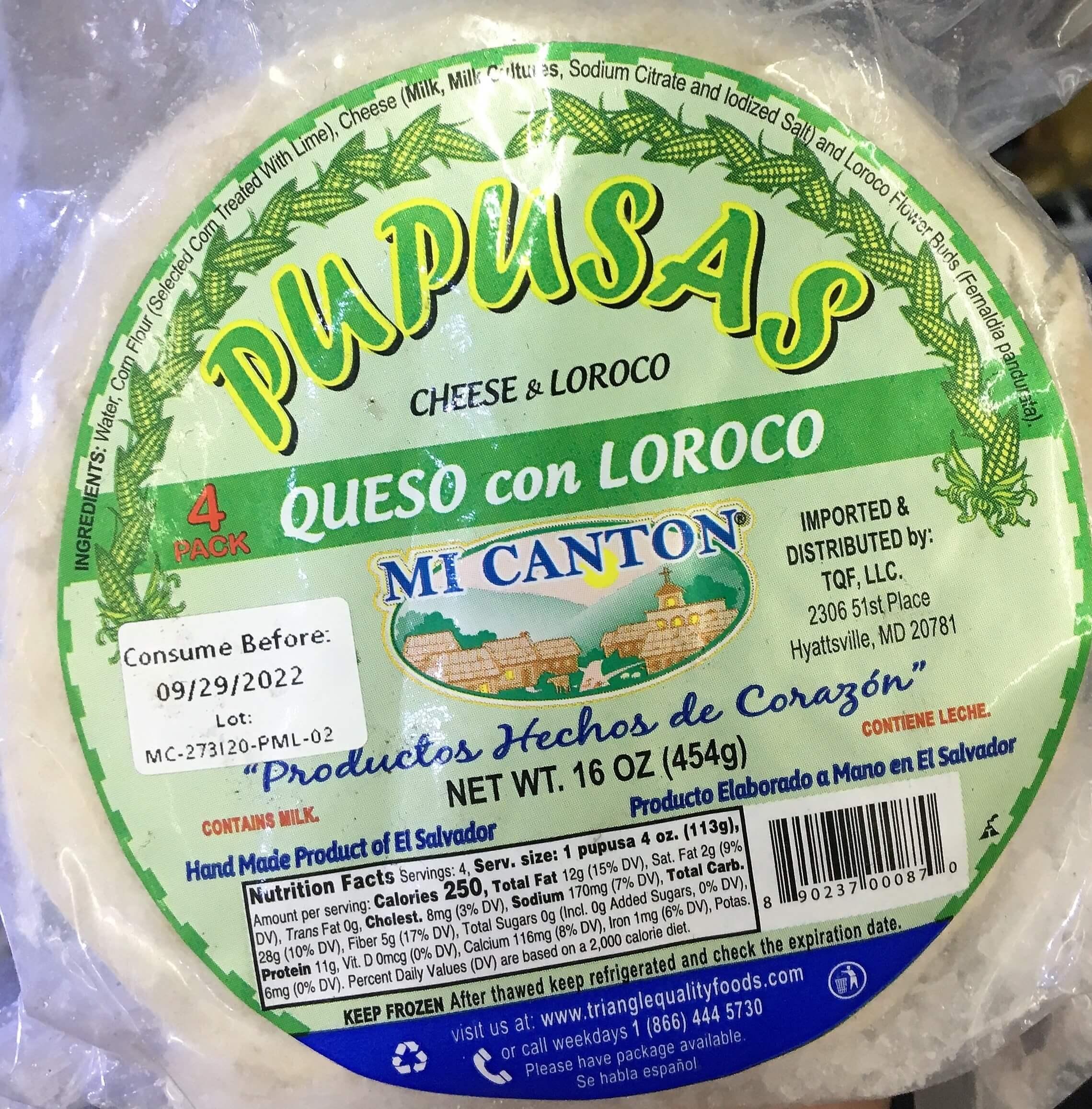 Mi Canton - Pupusas Cheese & Loroco 4unit
